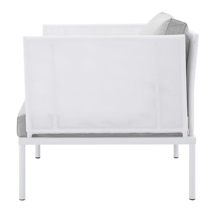 Harmony Sunbrella® Outdoor Patio Aluminum Armchair, Aluminum, Metal, Steel, White Grey Gray, 20789