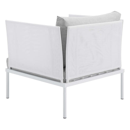Harmony Sunbrella® Outdoor Patio Aluminum Armchair, Aluminum, Metal, Steel, White Grey Gray, 20789