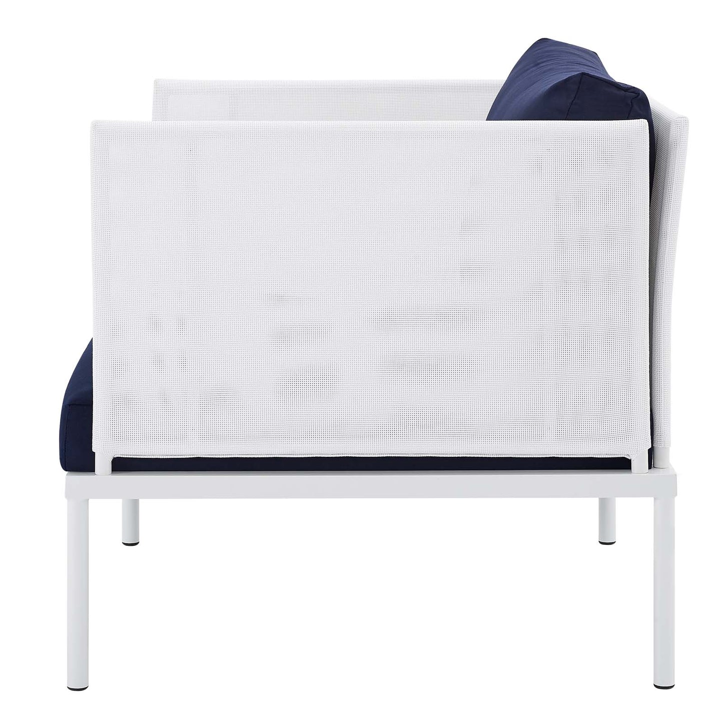 Harmony Sunbrella® Outdoor Patio Aluminum Armchair, Aluminum, Metal, Steel, White Blue Navy, 20790