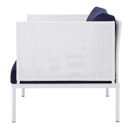 Harmony Sunbrella® Outdoor Patio Aluminum Armchair, Aluminum, Metal, Steel, White Blue Navy, 20790