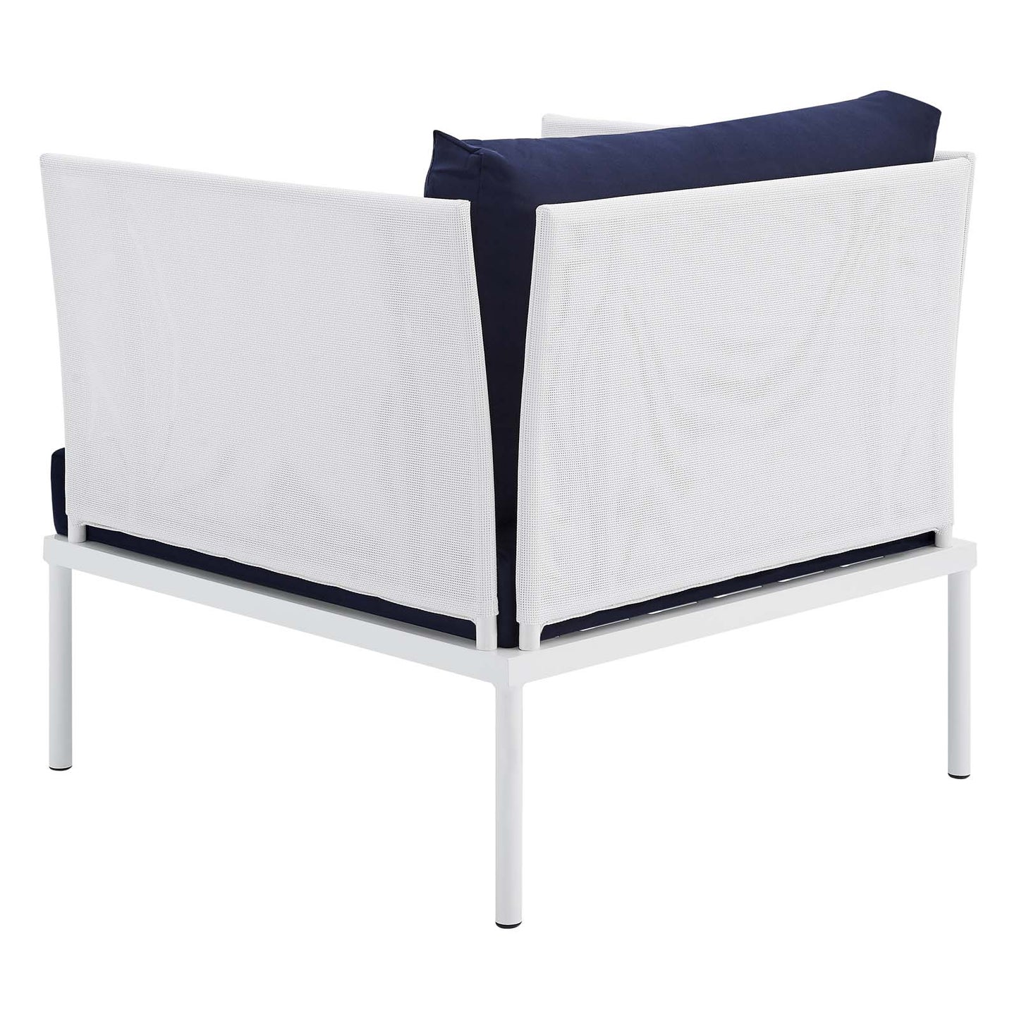 Harmony Sunbrella® Outdoor Patio Aluminum Armchair, Aluminum, Metal, Steel, White Blue Navy, 20790