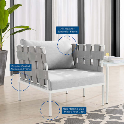 Harmony Sunbrella® Outdoor Patio Aluminum Armchair, Aluminum, Metal, Steel, Grey Gray, 20791