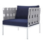 Harmony Sunbrella® Outdoor Patio Aluminum Armchair, Aluminum, Metal, Steel, Grey Gray Blue Navy, 20792