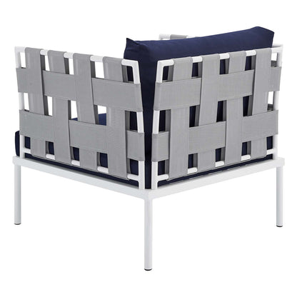 Harmony Sunbrella® Outdoor Patio Aluminum Armchair, Aluminum, Metal, Steel, Grey Gray Blue Navy, 20792