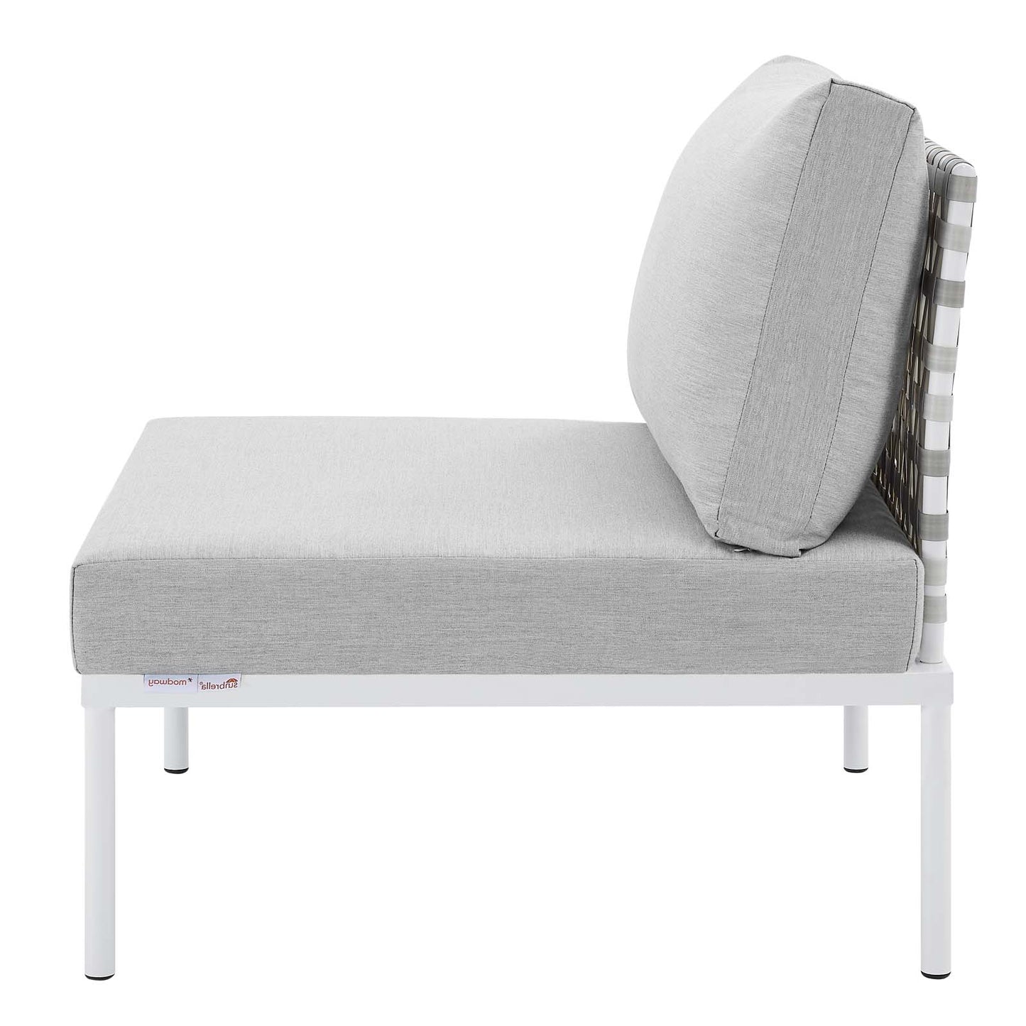 Harmony Sunbrella® Basket Weave Outdoor Patio Aluminum Armless Chair, Aluminum, Metal, Steel, Grey Gray, 20793