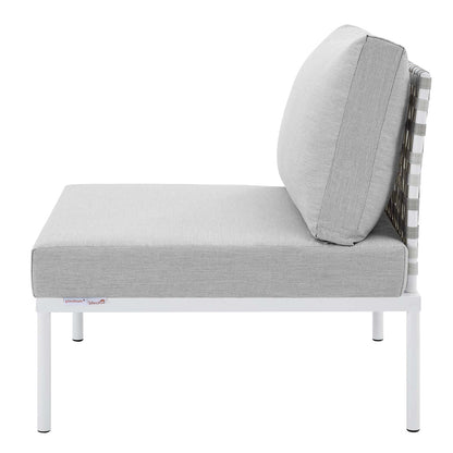 Harmony Sunbrella® Basket Weave Outdoor Patio Aluminum Armless Chair, Aluminum, Metal, Steel, Grey Gray, 20793