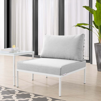 Harmony Sunbrella® Basket Weave Outdoor Patio Aluminum Armless Chair, Aluminum, Metal, Steel, Grey Gray, 20793