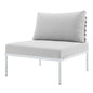 Harmony Sunbrella® Basket Weave Outdoor Patio Aluminum Armless Chair, Aluminum, Metal, Steel, Grey Gray, 20795