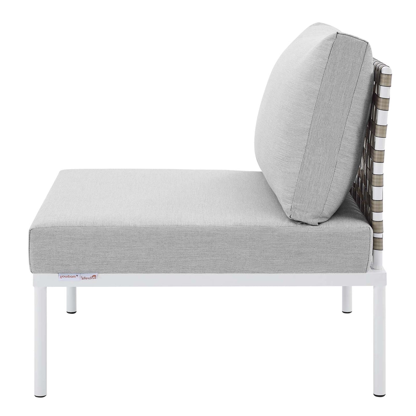 Harmony Sunbrella® Basket Weave Outdoor Patio Aluminum Armless Chair, Aluminum, Metal, Steel, Grey Gray, 20795
