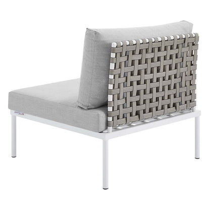 Harmony Sunbrella® Basket Weave Outdoor Patio Aluminum Armless Chair, Aluminum, Metal, Steel, Grey Gray, 20795