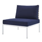 Harmony Sunbrella® Basket Weave Outdoor Patio Aluminum Armless Chair, Aluminum, Metal, Steel, Blue Navy, 20796