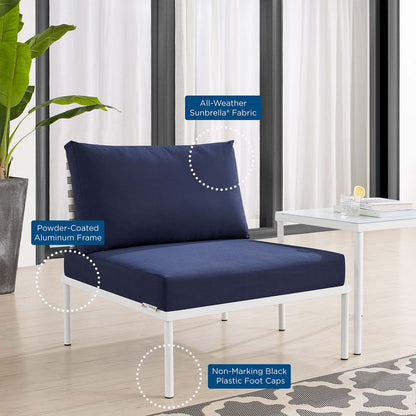 Harmony Sunbrella® Basket Weave Outdoor Patio Aluminum Armless Chair, Aluminum, Metal, Steel, Blue Navy, 20796
