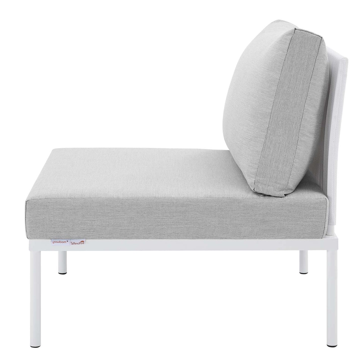 Harmony Sunbrella® Outdoor Patio Aluminum Armless Chair, Aluminum, Metal, Steel, White Grey Gray, 20797