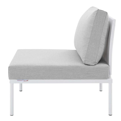 Harmony Sunbrella® Outdoor Patio Aluminum Armless Chair, Aluminum, Metal, Steel, White Grey Gray, 20797