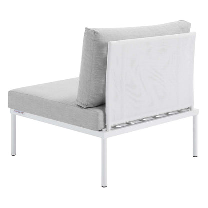 Harmony Sunbrella® Outdoor Patio Aluminum Armless Chair, Aluminum, Metal, Steel, White Grey Gray, 20797