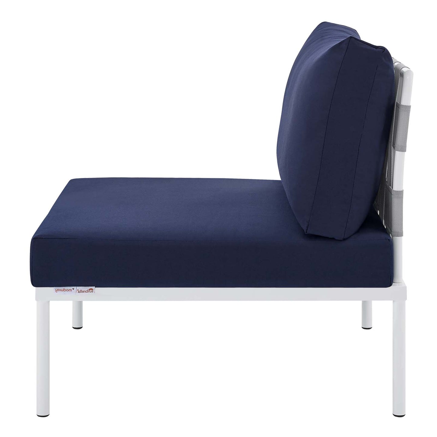 Harmony Sunbrella® Outdoor Patio Aluminum Armless Chair, Aluminum, Metal, Steel, Grey Gray Blue Navy, 20800