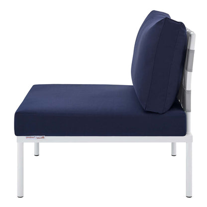 Harmony Sunbrella® Outdoor Patio Aluminum Armless Chair, Aluminum, Metal, Steel, Grey Gray Blue Navy, 20800