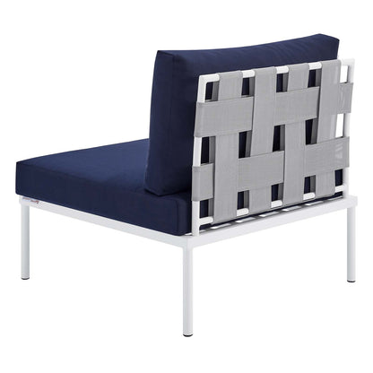 Harmony Sunbrella® Outdoor Patio Aluminum Armless Chair, Aluminum, Metal, Steel, Grey Gray Blue Navy, 20800