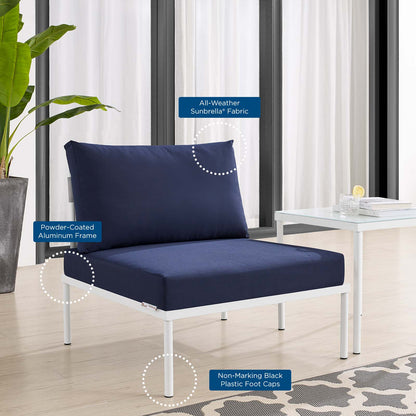 Harmony Sunbrella® Outdoor Patio Aluminum Armless Chair, Aluminum, Metal, Steel, Grey Gray Blue Navy, 20800