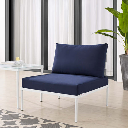 Harmony Sunbrella® Outdoor Patio Aluminum Armless Chair, Aluminum, Metal, Steel, Grey Gray Blue Navy, 20800