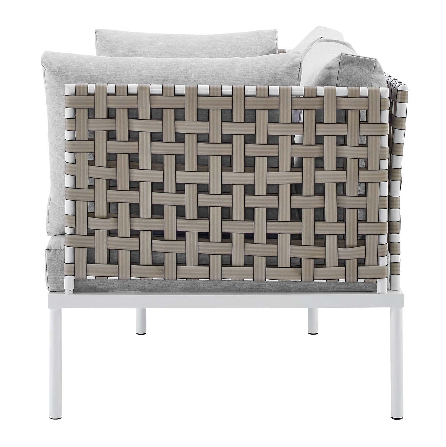 Harmony Sunbrella® Basket Weave Outdoor Patio Aluminum Loveseat, Aluminum, Metal, Steel, Grey Gray, 20803