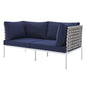 Harmony Sunbrella® Basket Weave Outdoor Patio Aluminum Loveseat, Aluminum, Metal, Steel, Blue Navy, 20804