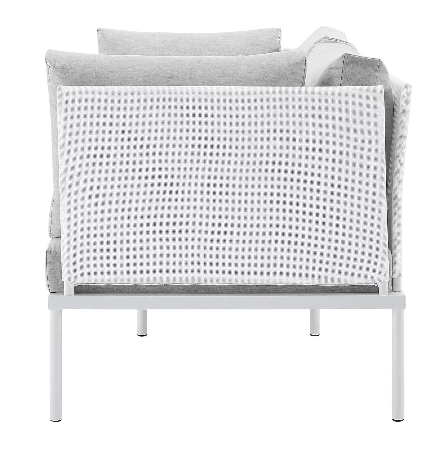 Harmony Sunbrella® Outdoor Patio Aluminum Loveseat, Aluminum, Metal, Steel, White Grey Gray, 20805