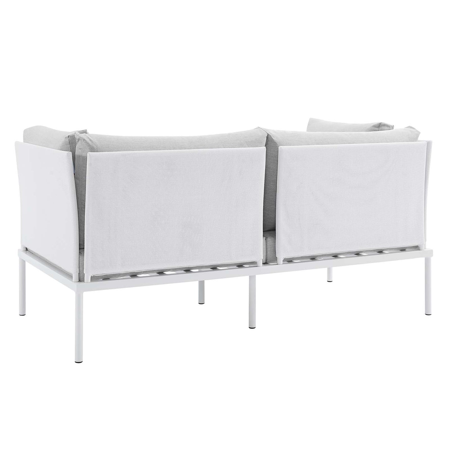 Harmony Sunbrella® Outdoor Patio Aluminum Loveseat, Aluminum, Metal, Steel, White Grey Gray, 20805