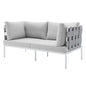 Harmony Sunbrella® Outdoor Patio Aluminum Loveseat, Aluminum, Metal, Steel, Grey Gray, 20807
