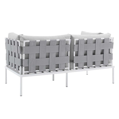 Harmony Sunbrella® Outdoor Patio Aluminum Loveseat, Aluminum, Metal, Steel, Grey Gray, 20807