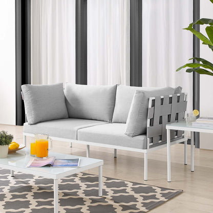 Harmony Sunbrella® Outdoor Patio Aluminum Loveseat, Aluminum, Metal, Steel, Grey Gray, 20807