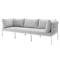 Harmony Sunbrella® Basket Weave Outdoor Patio Aluminum Sofa, Aluminum, Metal, Steel, Grey Gray, 20809