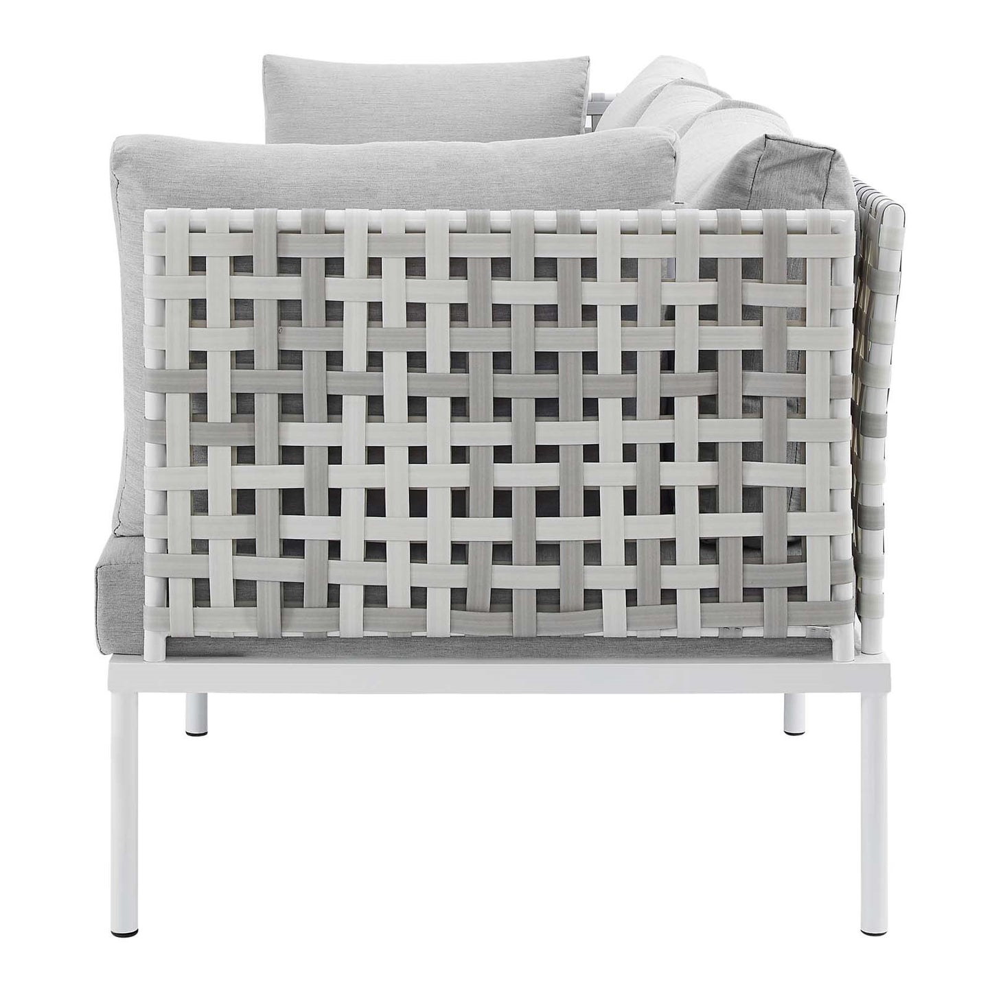 Harmony Sunbrella® Basket Weave Outdoor Patio Aluminum Sofa, Aluminum, Metal, Steel, Grey Gray, 20809