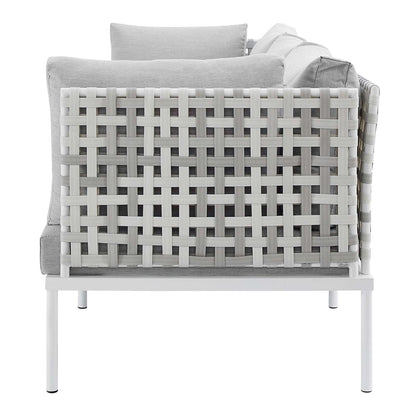 Harmony Sunbrella® Basket Weave Outdoor Patio Aluminum Sofa, Aluminum, Metal, Steel, Grey Gray, 20809