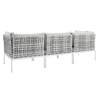 Harmony Sunbrella® Basket Weave Outdoor Patio Aluminum Sofa, Aluminum, Metal, Steel, Grey Gray, 20809