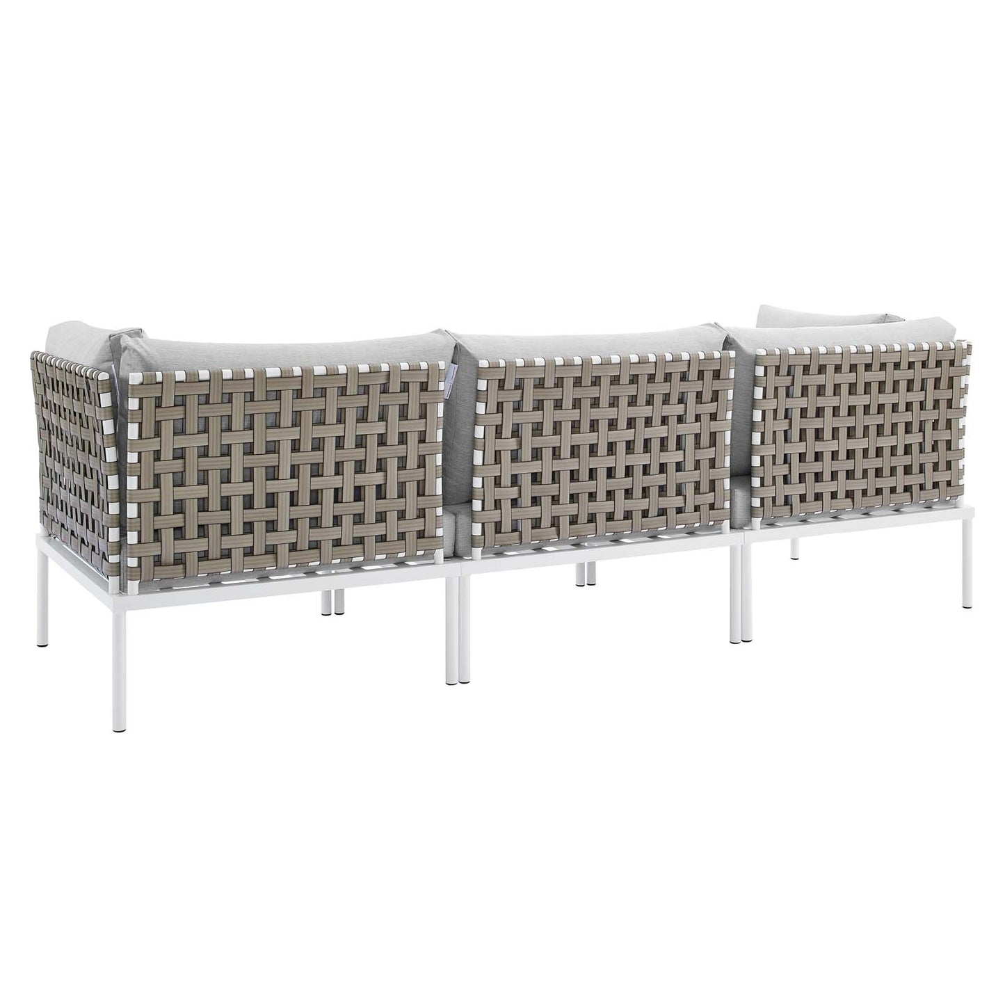 Harmony Sunbrella® Basket Weave Outdoor Patio Aluminum Sofa, Aluminum, Metal, Steel, Grey Gray, 20811