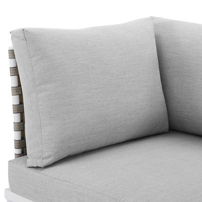 Harmony Sunbrella® Basket Weave Outdoor Patio Aluminum Sofa, Aluminum, Metal, Steel, Grey Gray, 20811