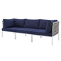 Harmony Sunbrella® Basket Weave Outdoor Patio Aluminum Sofa, Aluminum, Metal, Steel, Blue Navy, 20812
