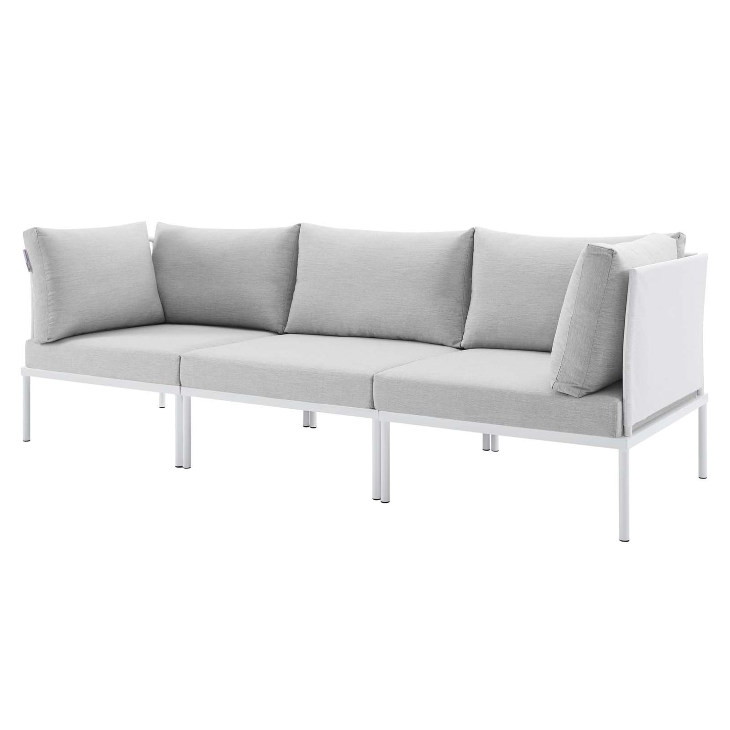 Harmony Sunbrella® Outdoor Patio Aluminum Sofa, Aluminum, Metal, Steel, White Grey Gray, 20813