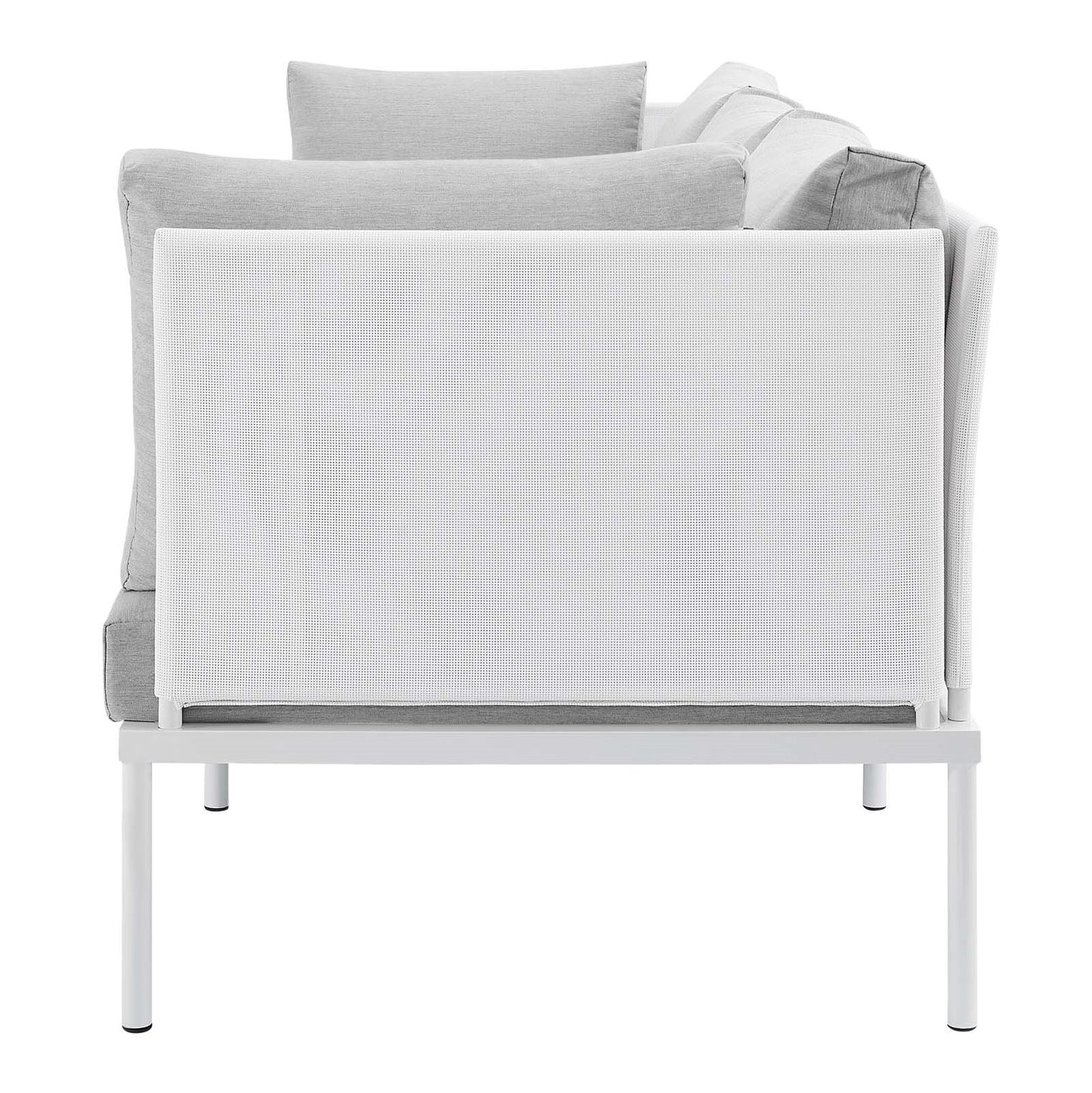 Harmony Sunbrella® Outdoor Patio Aluminum Sofa, Aluminum, Metal, Steel, White Grey Gray, 20813