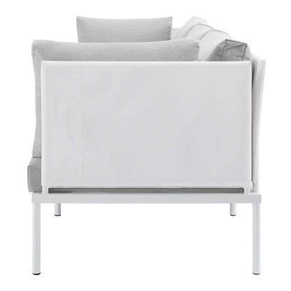 Harmony Sunbrella® Outdoor Patio Aluminum Sofa, Aluminum, Metal, Steel, White Grey Gray, 20813