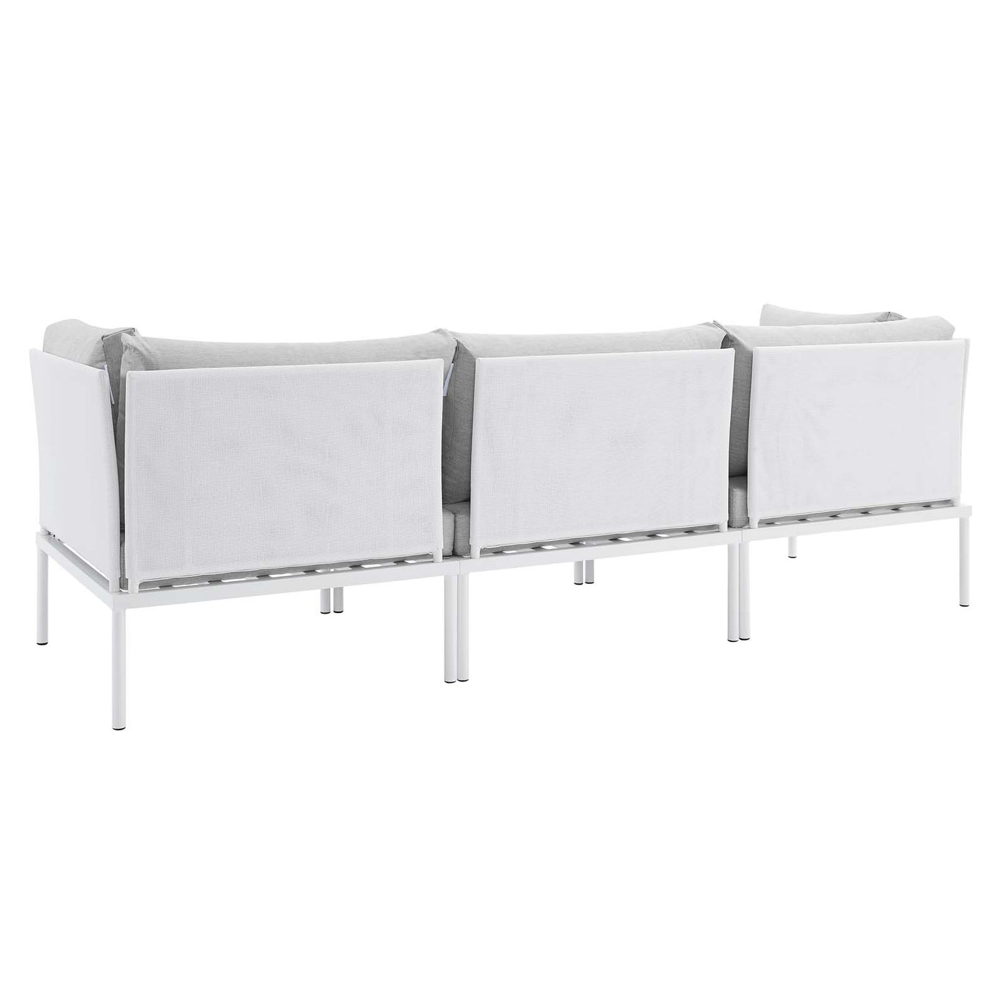 Harmony Sunbrella® Outdoor Patio Aluminum Sofa, Aluminum, Metal, Steel, White Grey Gray, 20813