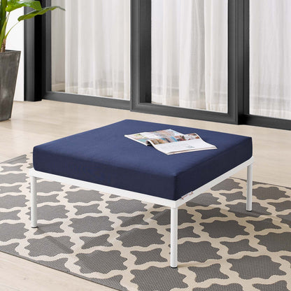 Harmony Sunbrella® Outdoor Patio Aluminum Ottoman, Aluminum, Metal, Steel, Blue Navy, 20818
