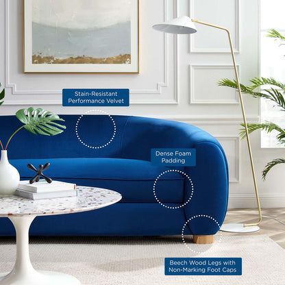 Abundant Performance Velvet Sofa, Velvet, Blue Navy, 23133