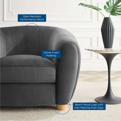 Abundant Performance Velvet Armchair, Velvet, Dark Grey Gray, 23137