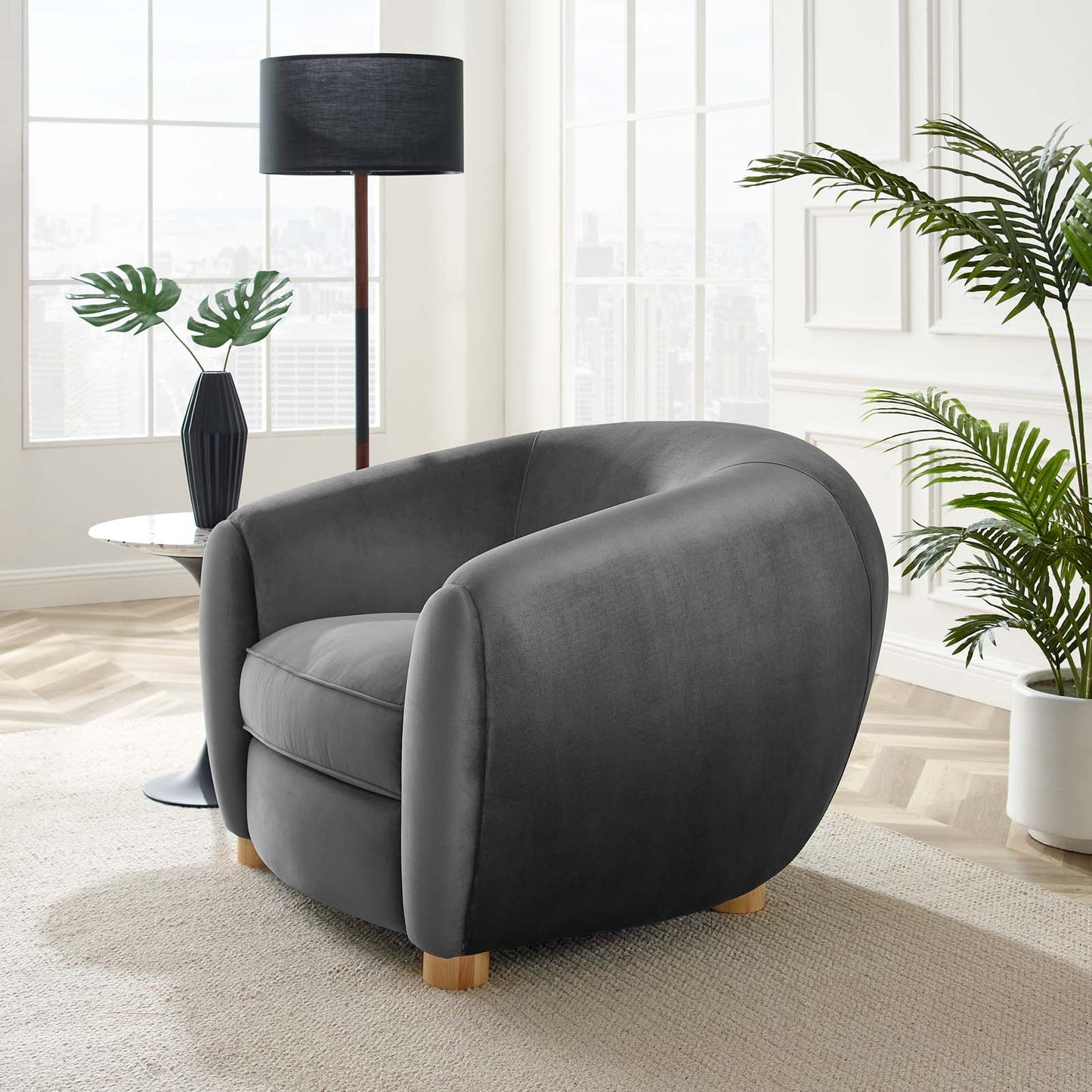 Abundant Performance Velvet Armchair, Velvet, Dark Grey Gray, 23137
