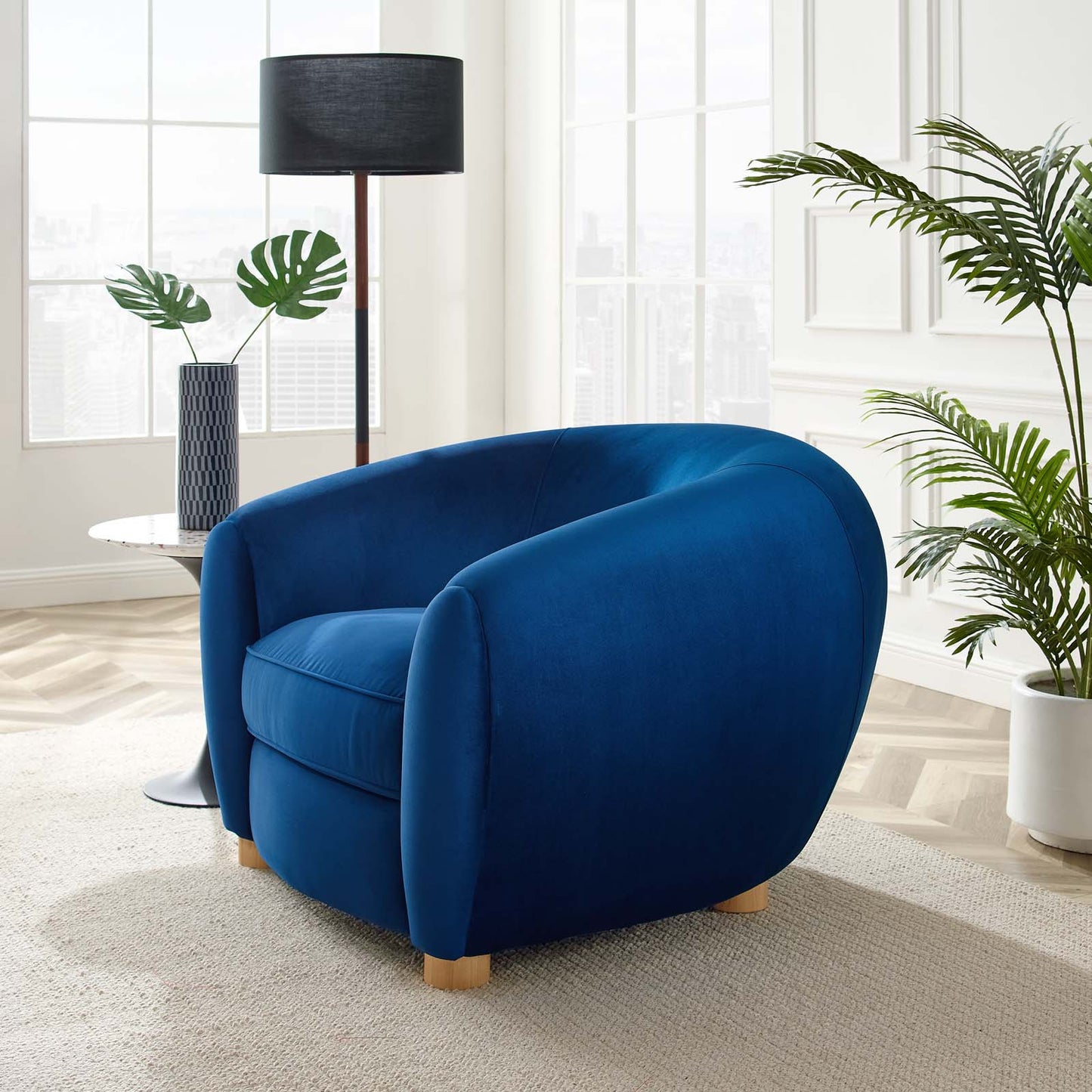 Abundant Performance Velvet Armchair, Velvet, Blue Navy, 23138