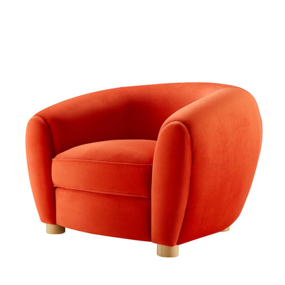 Abundant Performance Velvet Armchair, Velvet, Orange, 23139