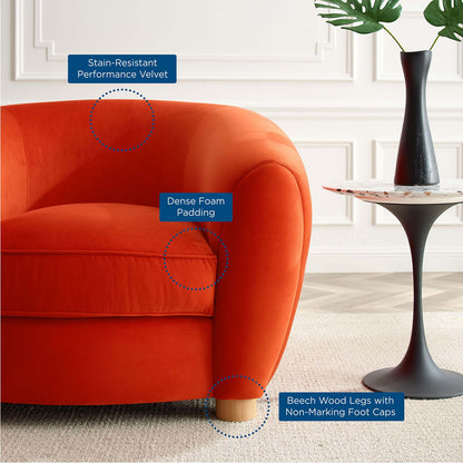Abundant Performance Velvet Armchair, Velvet, Orange, 23139