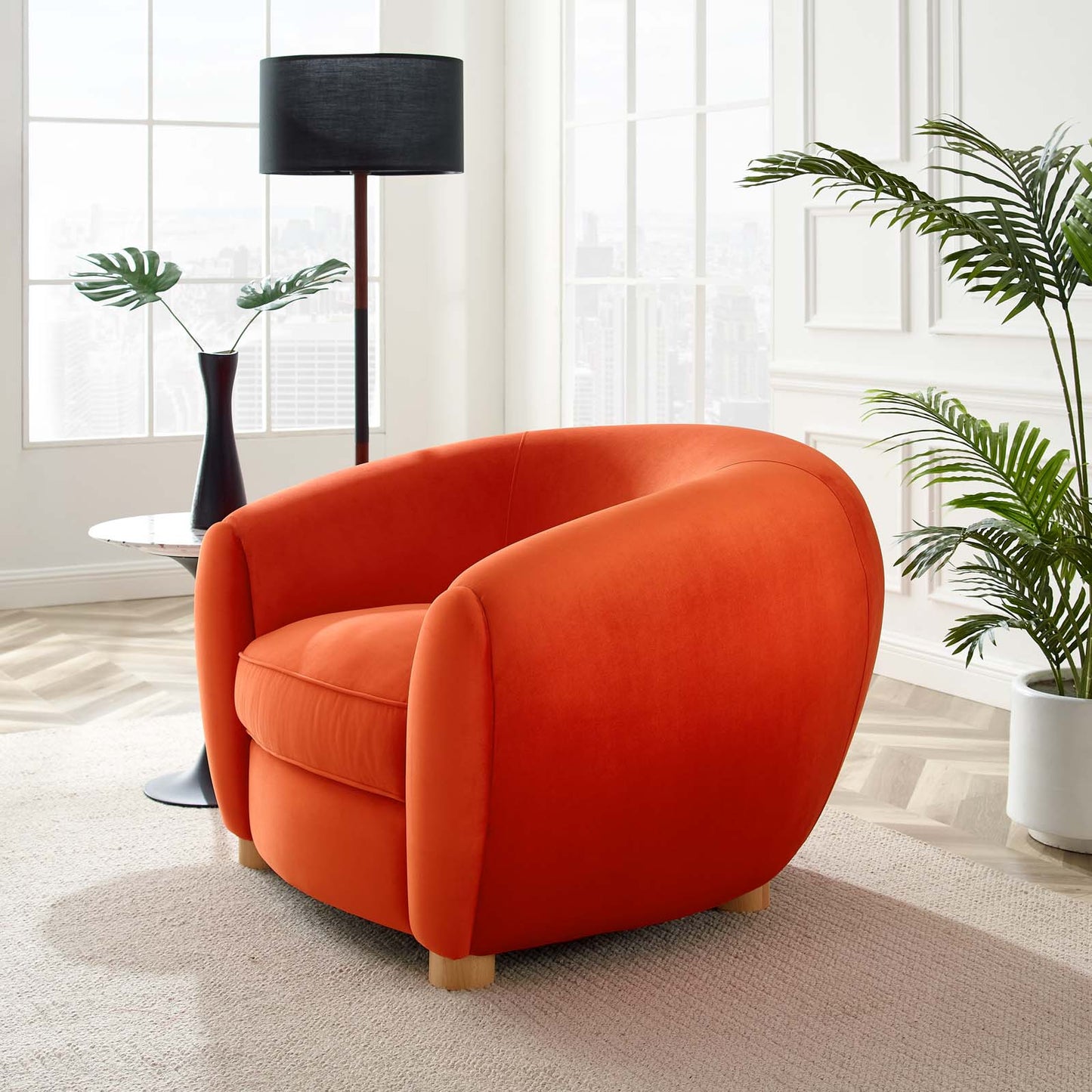 Abundant Performance Velvet Armchair, Velvet, Orange, 23139